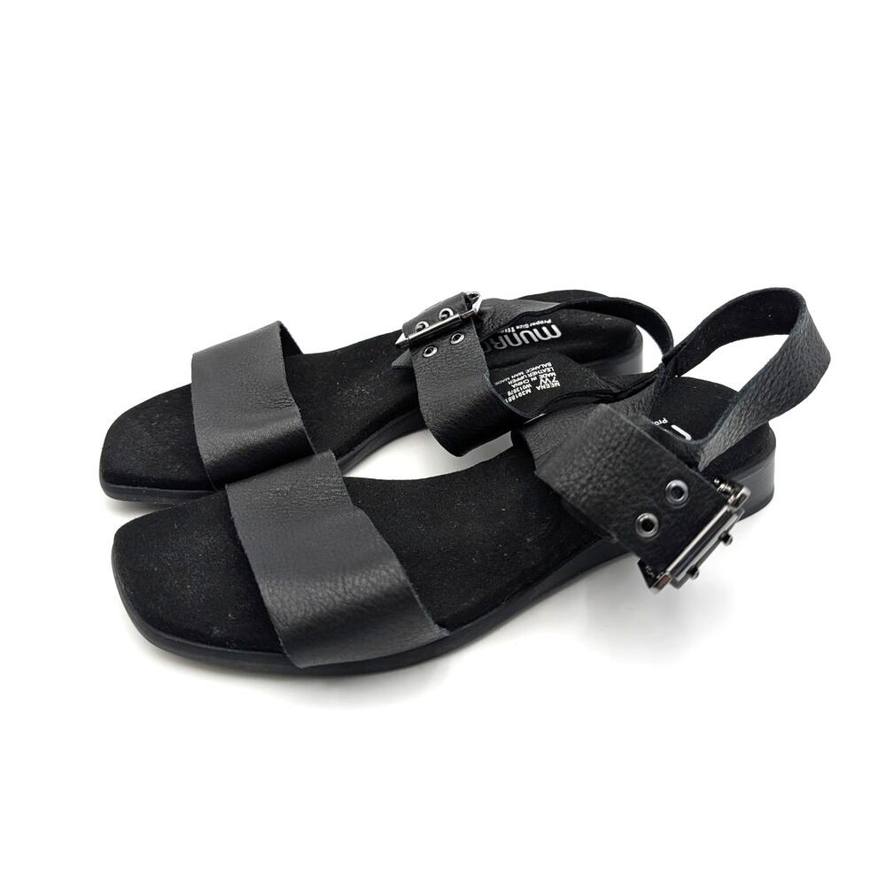 Munro Meena Hook & Loop Slide Sandals Open Toe Women's Black Size US7W EU37.5